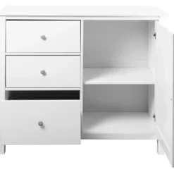 Credenza da Cucina 3 Cassetti 1 Anta in Legno Bianco Madia Moderna