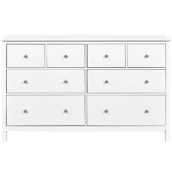 Credenza da Cucina Cassettiera 8 Cassetti in Legno Bianco Moderna