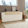 Credenza da Cucina Soggiorno Beige Rovere 5 Ante Battenti Ribalta