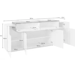 Credenza da Cucina Soggiorno Beige Rovere 5 Ante Battenti Ribalta