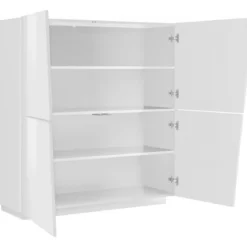 Credenza da Ingresso Madia 120 cm Laccato Bianco Mobile con 4 Ante