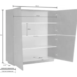 Credenza da Ingresso Madia 120 cm Laccato Bianco Mobile con 4 Ante