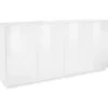 Credenza da Soggiorno 180 cm Bianco Laccato Lucido 4 Ante Push to Open