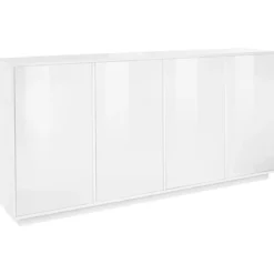 Credenza da Soggiorno 180 cm Bianco Laccato Lucido 4 Ante Push to Open