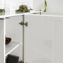 Credenza da Soggiorno 180 cm Bianco Laccato Lucido 4 Ante Push to Open