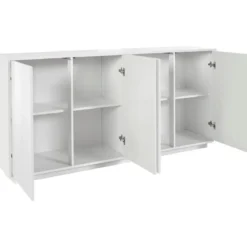 Credenza da Soggiorno 180 cm Bianco Laccato Lucido 4 Ante Push to Open