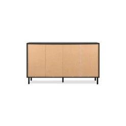 Credenza Madia 3 Ante e 4 Cassetti Nero con listelli Rovere