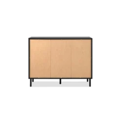Credenza Madia 2 Ante e 4 Cassetti Nero con listelli Rovere