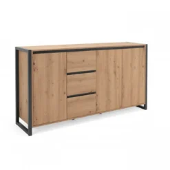 Credenza Madia con Cassetti e Ante Mobile in Legno Quercia Buffet Madia