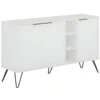 Credenza Madia con Nicchie 3 Ante Bianco per Soggiorno Gambe Metalliche
