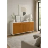 Credenza Moderna 164x41x92 cm 3 Ante 3 Cassetti Bianca e Rovere