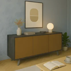 Credenza Soggiorno 3 Ante Push-Pull 177x41x74 cm Nero e Ruggine