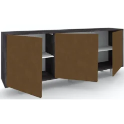 Credenza Soggiorno 3 Ante Push-Pull 177x41x74 cm Nero e Ruggine