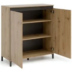 Credenza Soggiorno 2 Ante 100x110 cm Finitura in Rovere