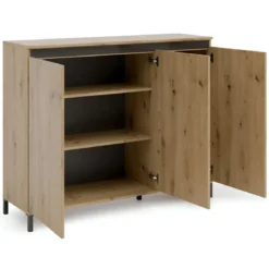 Credenza Soggiorno 3 Ante 138x110 cm Rovere Moderna