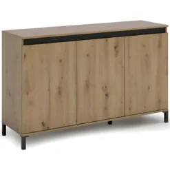 Credenza Soggiorno 3 Ante 138x84 cm Rovere Moderna
