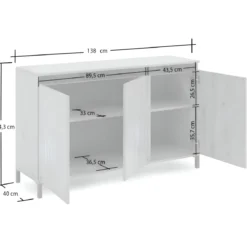 Credenza Soggiorno 3 Ante 138x84 cm Rovere Moderna