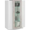 Credenza Vetrina con 3 Ante Mobile Moderno da Ingresso Bianco e Cemento