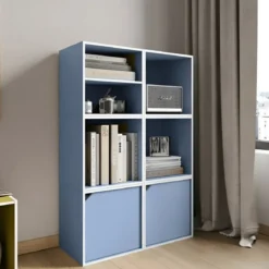 Cubo Contenitore Libreria 35x29x35 cm Legno MDF Azzurro Modulare