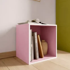 Cubo Contenitore Libreria 35x29x35 cm Legno MDF Rosa Modulare