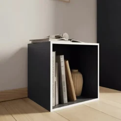 Cubo Contenitore Libreria 35x29x35 cm Legno MDF Grigio Ardesia Modulare