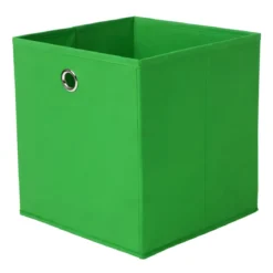 Cubo Portaoggetti Pieghevole 27x27x28 cm Salvaspazio Tessuto Verde