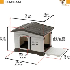 Cuccia per Cani da esterno 58x48x44 cm con parete ribaltabile