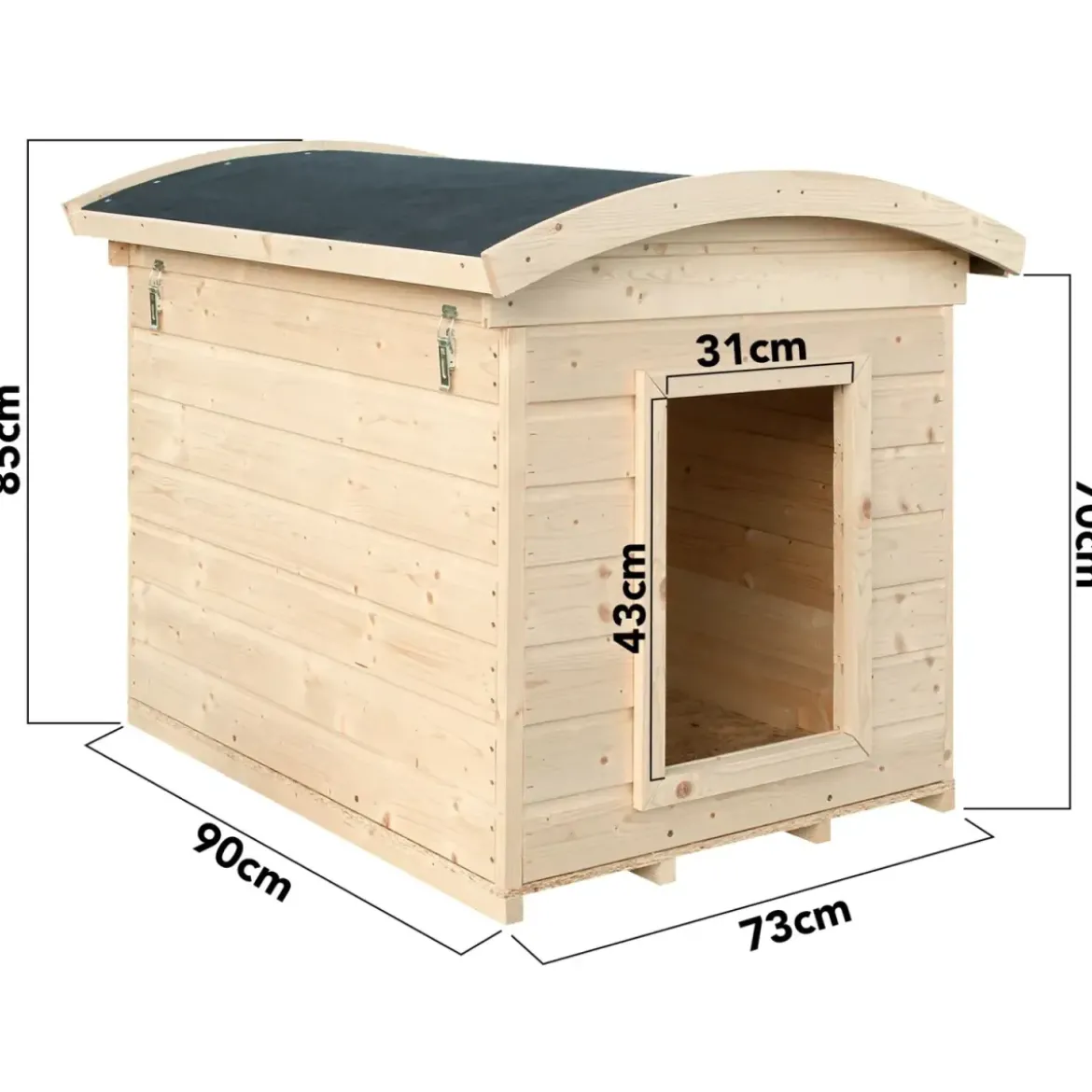 Cuccia per Cani in Legno 17 mm Taglia Media 90x73x85 cm Tetto OSB-3