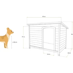Cuccia per Cani Taglia Media Legno da Esterno Giardino Tetto Apribile
