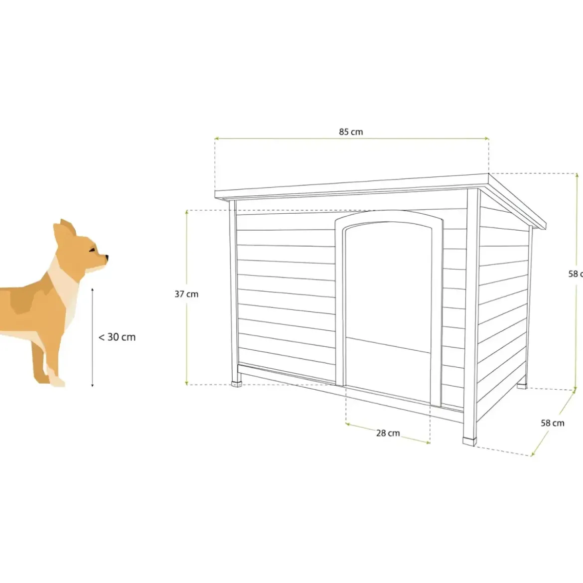 Cuccia per Cani Taglia Media Legno da Esterno Giardino Tetto Apribile