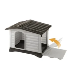 Cuccia per Cani 73x59x53 cm per esterni con parete apribile