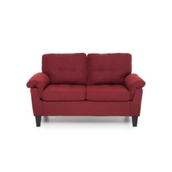 Divanetto 2 Due Posti Divano in Tessuto Rosso da Salotto Sofa 145 cm