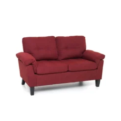 Divanetto 2 Due Posti Divano in Tessuto Rosso da Salotto Sofa 145 cm
