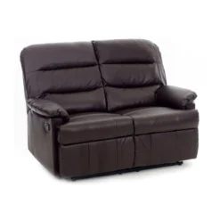 Divano a due 2 Posti Reclinabile Relax Marrone Ecopelle Poggiapiedi Poggiatesta