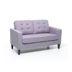 Divano Due Posti in Tessuto Grigio da Salotto Design Economico Cuscini