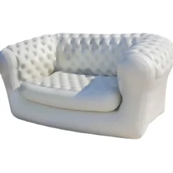 Divano Gonfiabile 2 Posti in PVC Bianco Arredo Interno Esterno Valvole