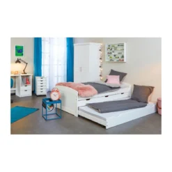 Divano Letto Bianco Letti Singoli a Doghe 90x200 Cassetti Contenitore Estraibile