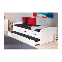 Divano Letto Bianco Letti Singoli a Doghe 90x200 Cassetti Contenitore Estraibile