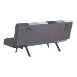 Divano Letto in Tessuto Patchwork 3 Posti con Braccioli Pieghevoli