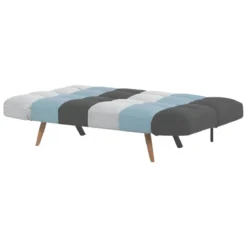 Divano Letto in Tessuto Patchwork 3 Posti con Braccioli Pieghevoli