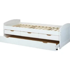 Divano Letto 2 Letti Singoli a Doghe 90x190 con Cassetti Contenitore Estraibile
