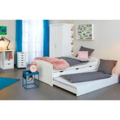Divano Letto 2 Letti Singoli a Doghe 90x190 con Cassetti Contenitore Estraibile