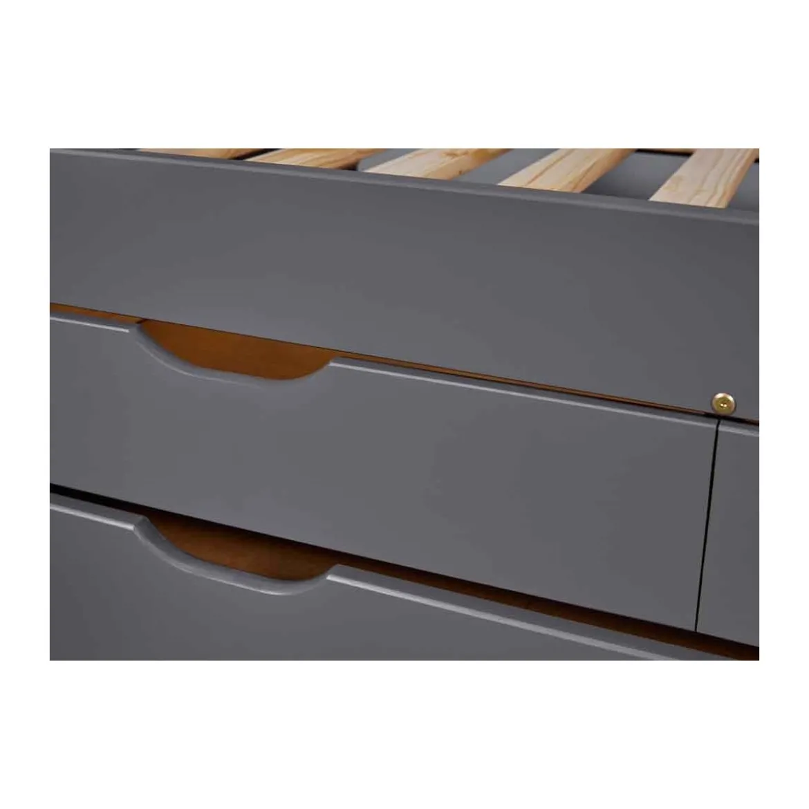 Divano Letto 2 Letti Singoli Doghe 90x200 Grigio Cassetti Contenitore Estraibile