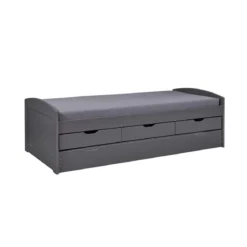Divano Letto 2 Letti Singoli Doghe 90x200 Grigio Cassetti Contenitore Estraibile