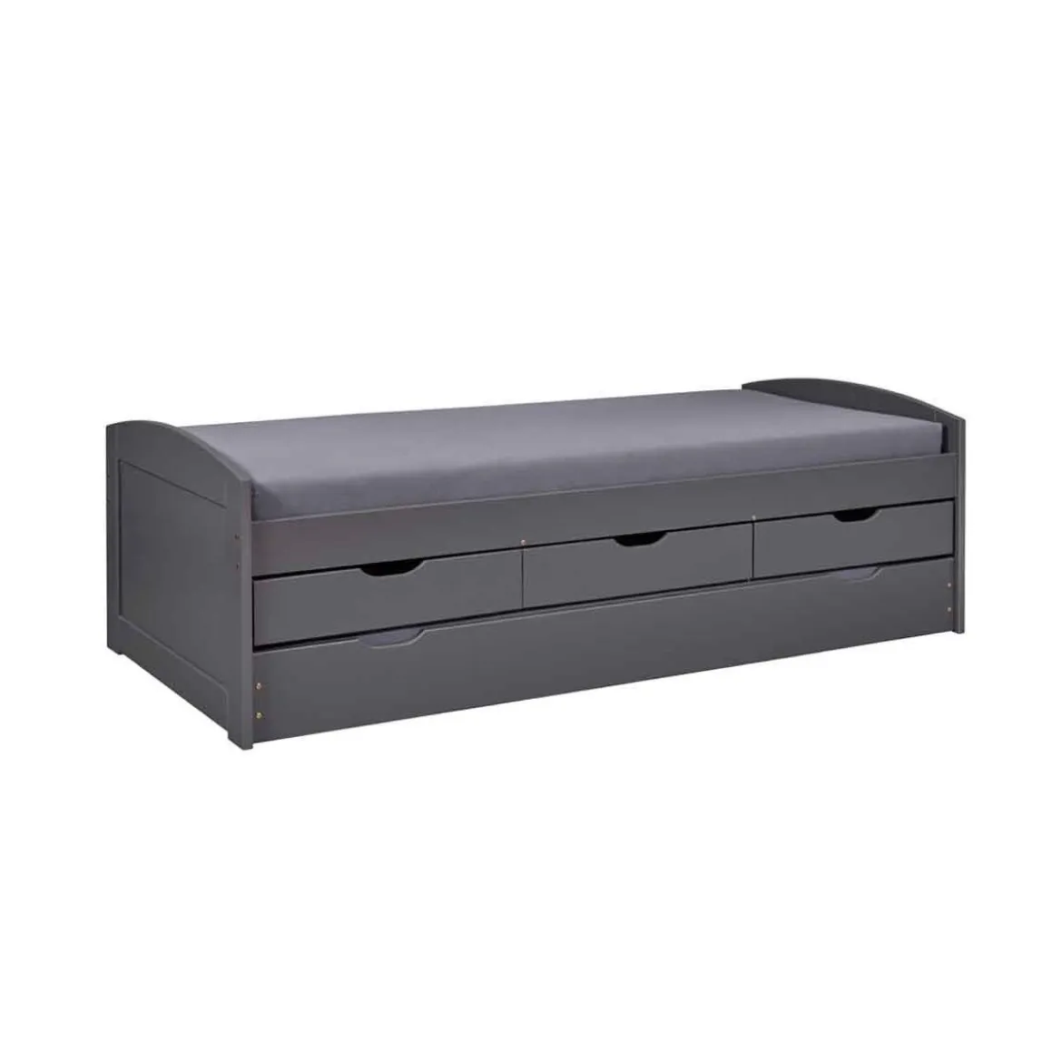 Divano Letto 2 Letti Singoli Doghe 90x200 Grigio Cassetti Contenitore Estraibile