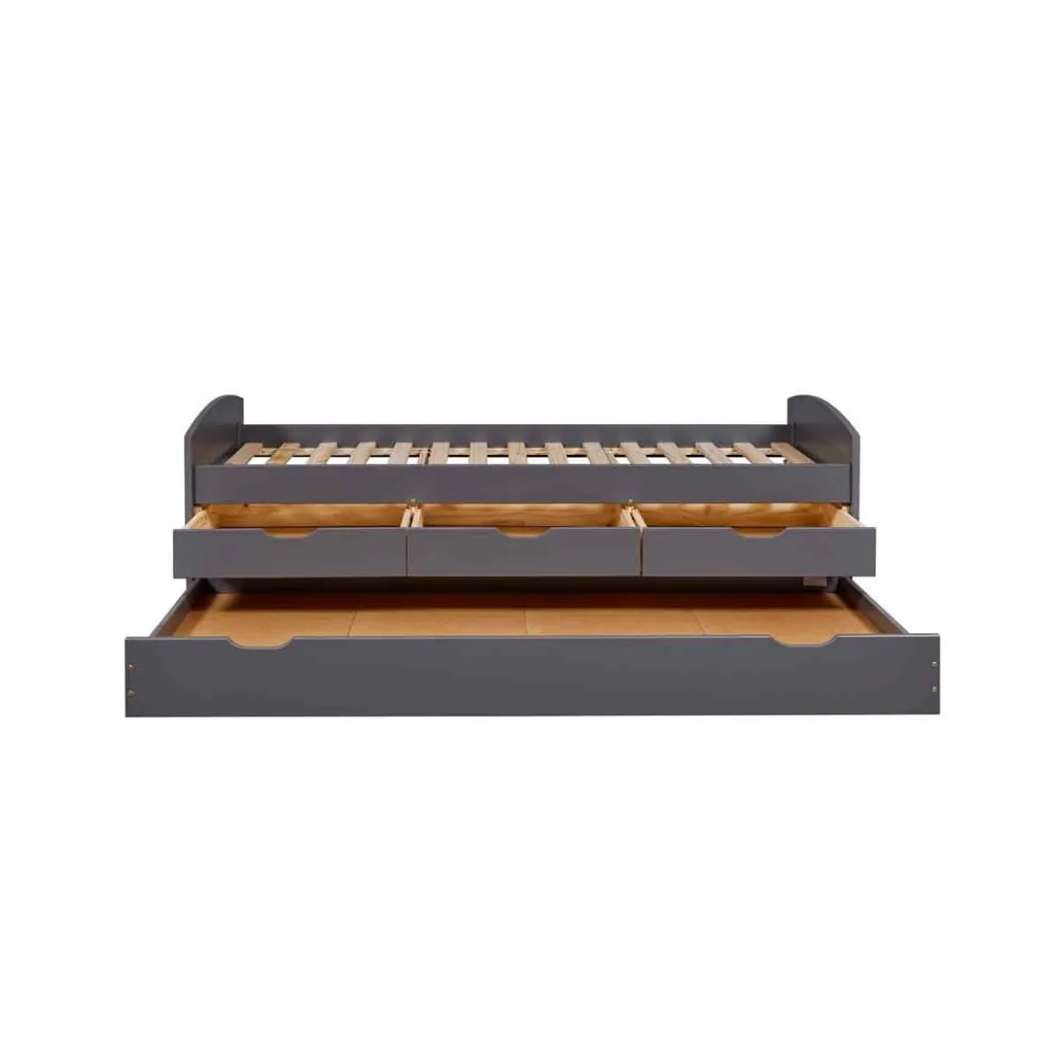Divano Letto 2 Letti Singoli Doghe 90x200 Grigio Cassetti Contenitore Estraibile