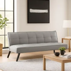 Divano Letto 3 Posti Grigio Chiaro Lino Prontoletto Salvaspazio