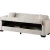 Divano Letto 3 Posti in Tessuto Crema con Contenitore 213x81x83 cm