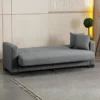 Divano Letto 3 Posti in Tessuto Grigio con Contenitore 213x81x83 cm