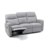 Divano 3 Posti Tessuto Grigio Imbottito Reclinabile Relax Salotto Sofa Moderno